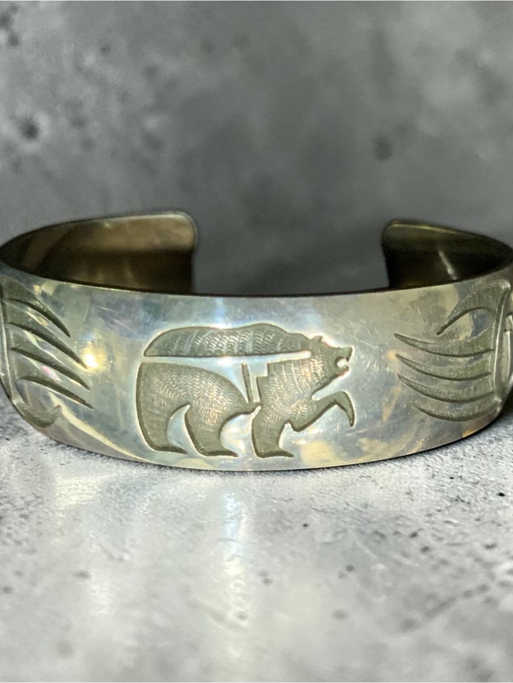Sterling Silver Hopi Bear Motif Unisex Cuff